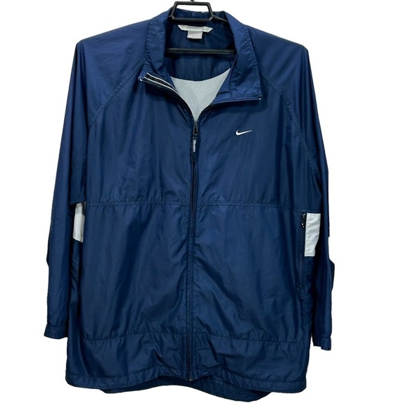 Nike Other - Vintage NIKE Full Zip Windbreaker Jacket Navy with Rear Spell Out Men’s XXL